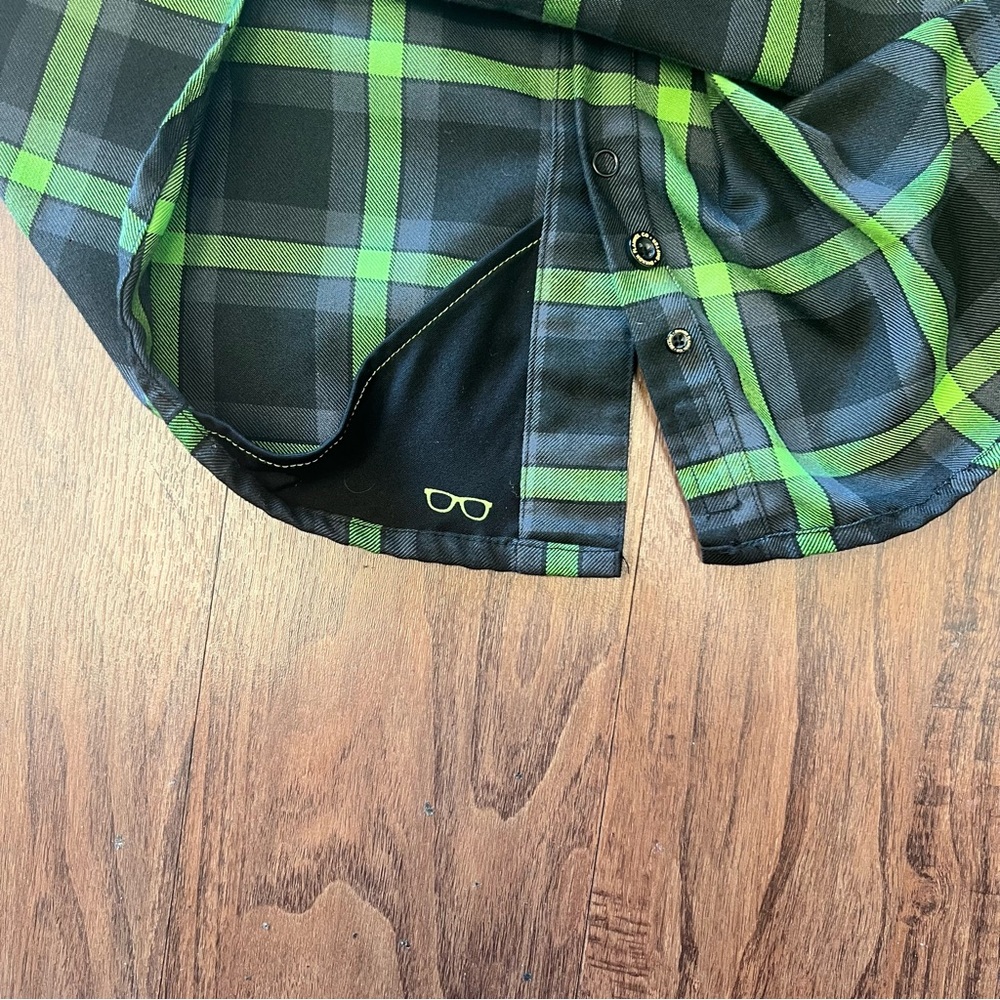 Dixxon Flannel Shifter Shirt Mens Green Black Plaid Button Up Long Sleeve 3XL - Picture 9 of 10